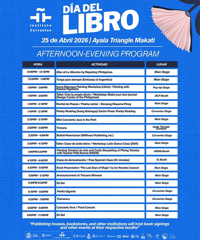 Here are the activities from afternoon to closing during Dia del Libro 2026